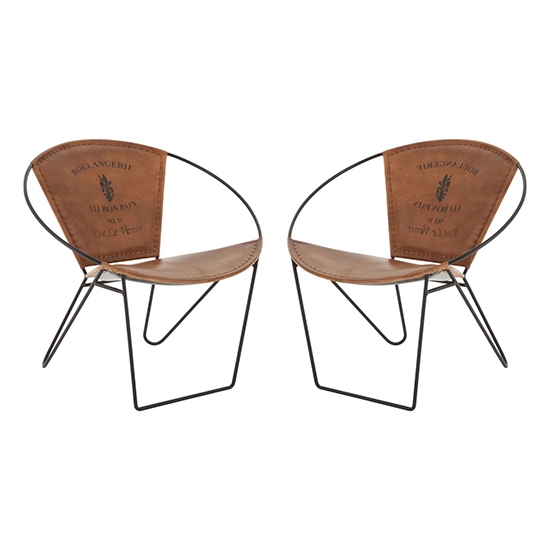 Buffalo Brown Goat Leather Accent Chairs In Pair