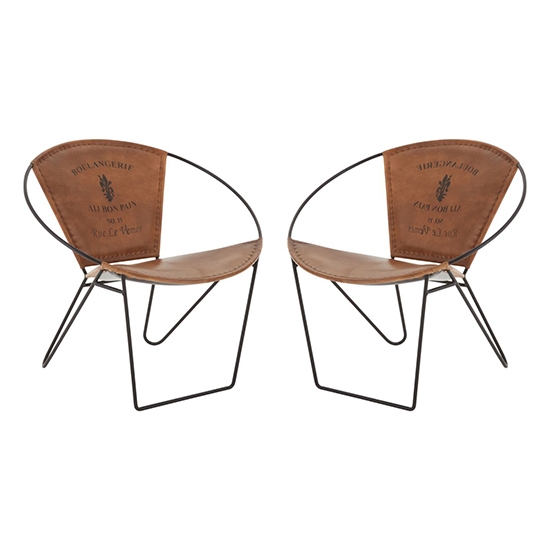 Buffalo Brown Goat Leather Accent Chairs In Pair