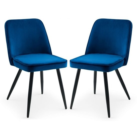 Burgess Blue Velvet Dining Chairs In Pair