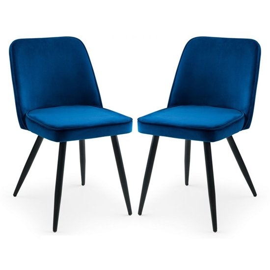 Burgess Blue Velvet Dining Chairs In Pair