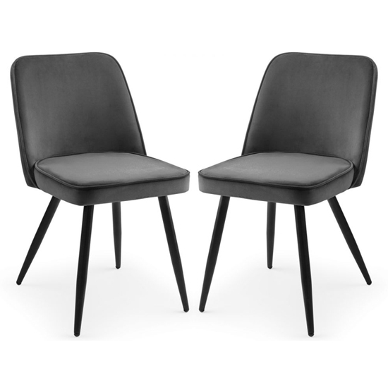 Burgess Grey Velvet Dining Chairs In Pair