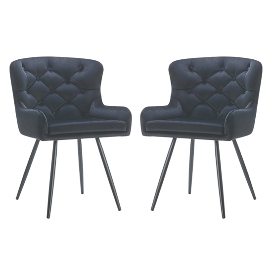 Burnhill Black Velvet Dining Chairs In Pair