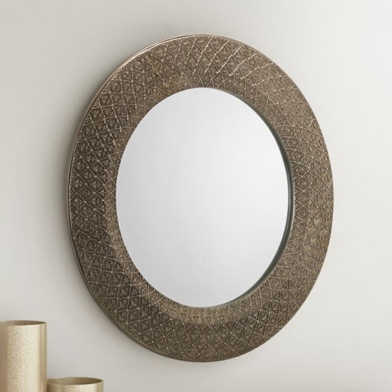 Cadence Small Round Wall Mirror In Pewter Effect