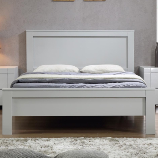 California Solid Rubberwood King Size Bed In Grey