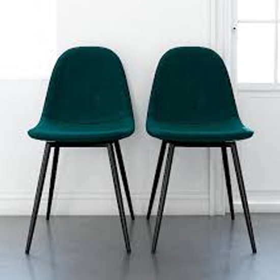 Calvin Green Fabric Upholstered Dining Chairs In Pair