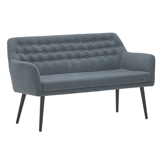 Cambridge Fabric 2 Seater Sofa In Grey With Black Metal Legs