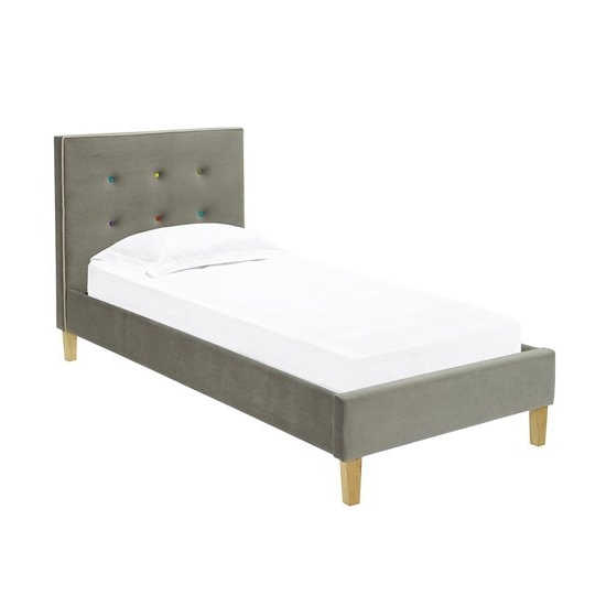 Camden Fabric Upholstered Single Bed In Grey