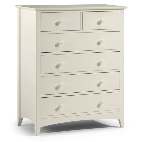 Cameo Wooden Chest Of Drawers In Stone White With 6 Drawers