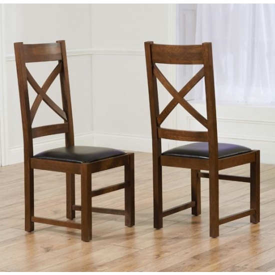 Canterbury Dark Walnut Wooden Dining Chairs In Pair