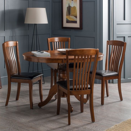 Canterbury Extending Wooden Dining Table In Mahogany With 4 Chairs
