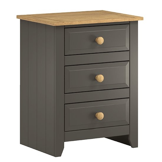 Capri Wooden 3 Drawers Bedside Cabinet In Carbon