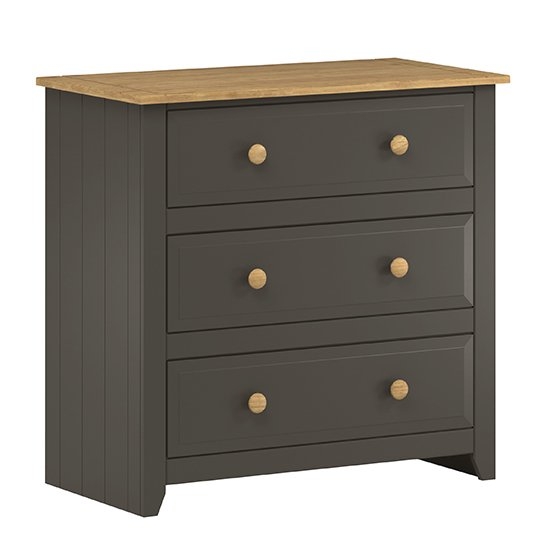 Capri Wooden Chest Of 3 Drawers In Carbon