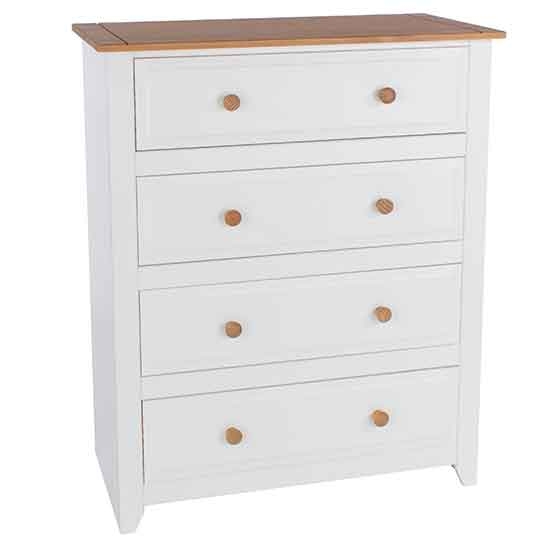 Capri Wooden Chest Of Drawers With 4 Drawers In Pine And White