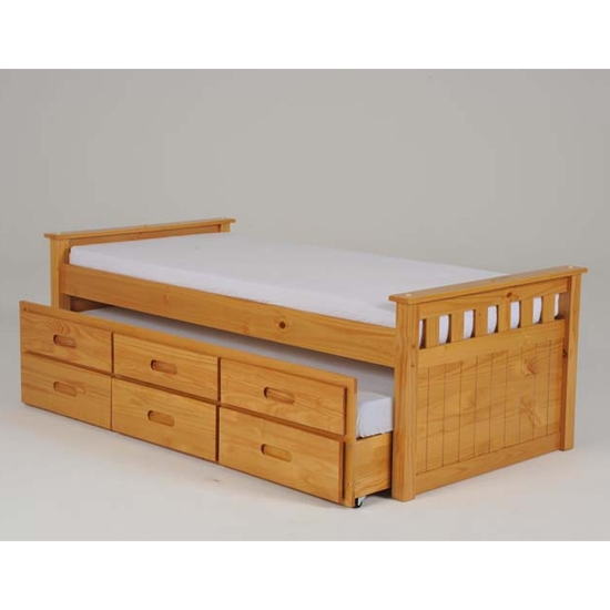 Captains Wooden Storage Single Bed With Guest Bed In Oak