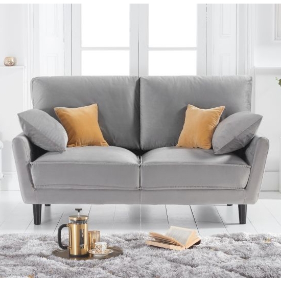 Caracus Velvet Upholstered 2 Seater Sofa In Grey
