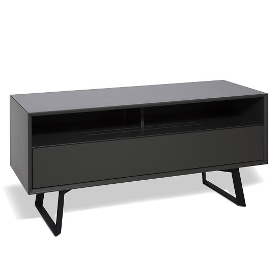 Carbon Small Wooden Tv Stand In Charcoal Grey