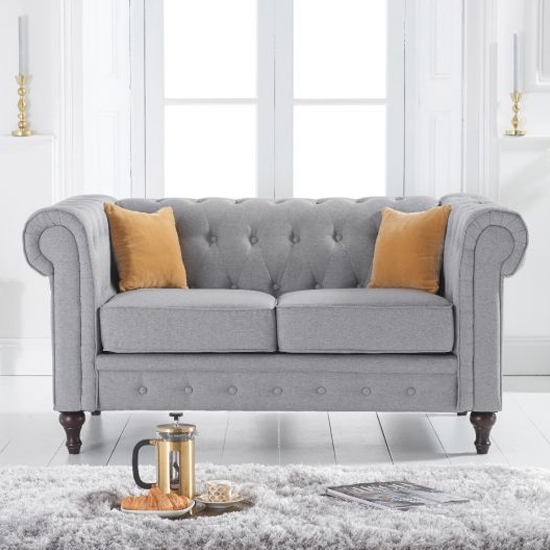 Cardiff Linen Fabric 2 Seater Sofa In Grey