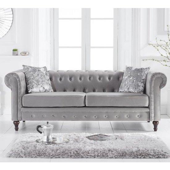 Cardiff Linen Fabric Upholstered 3 Seater Sofa In Grey