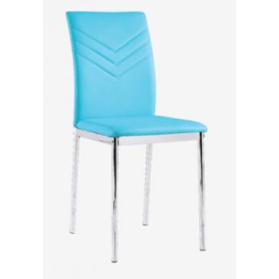 Carina Set Of 4 Faux Leather Dining Chairs In Blue