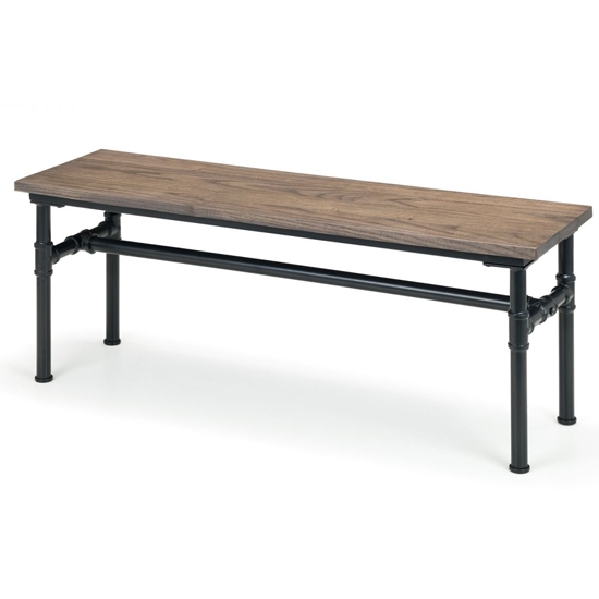 Carnegie Wooden Pipe Dining Bench In Mocha Elm