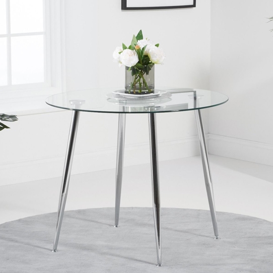 Carolina Round Glass Dining Table With Chrome Stainless Steel Legs