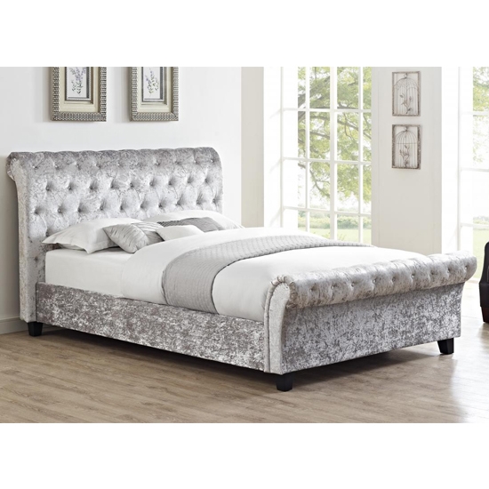 Carrie Crushed Velvet King Size Bed In Grey