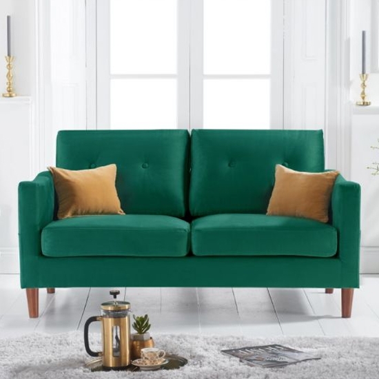 Carrie Velvet Upholstered 2 Seater Sofa In Green