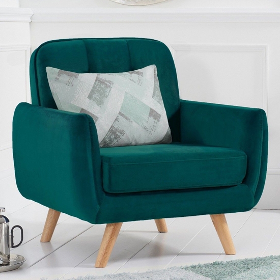 Carvella Velvet Upholstered Armchair In Green