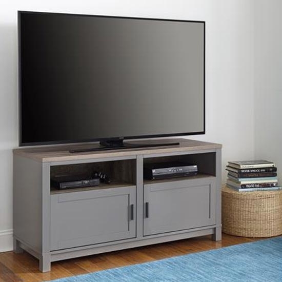 Carver Large Wooden 2 Doors Tv Stand In Grey