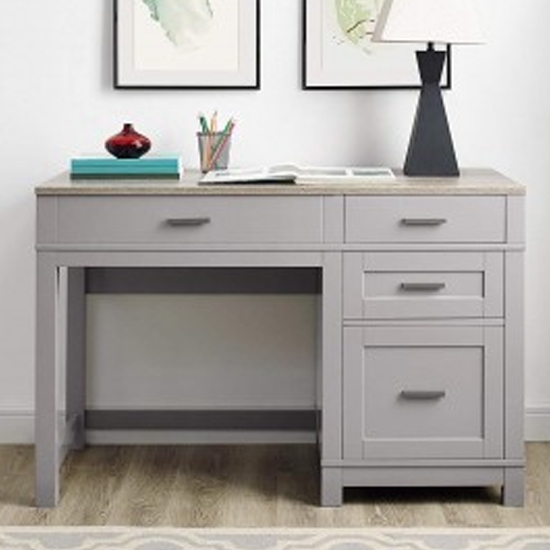 Carver Wooden Lift Top Computer Desk In Grey And Weathered Oak