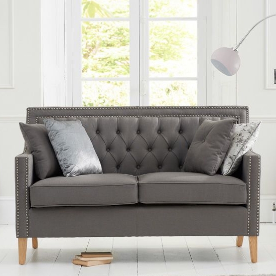 Casa Bella Fabric Upholstered 2 Seater Sofa In Grey