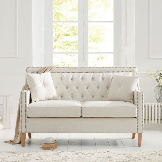 Casa Bella Fabric Upholstered 2 Seater Sofa In Ivory