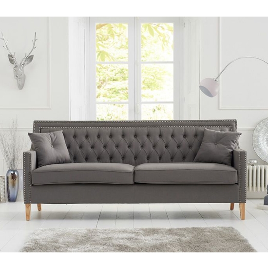 Casa Bella Fabric Upholstered 3 Seater Sofa In Grey