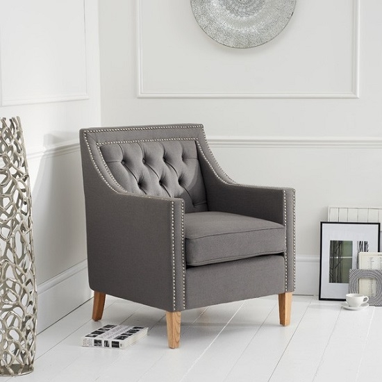 Casa Bella Fabric Upholstered Armchair In Grey