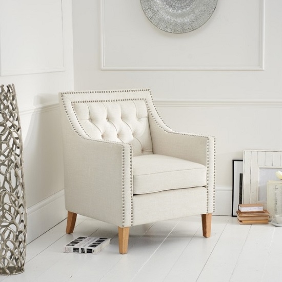 Casa Bella Fabric Upholstered Armchair In Ivory