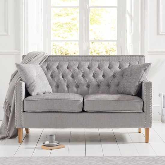 Casa Bella Plush Fabric Upholstered 2 Seater Sofa In Grey