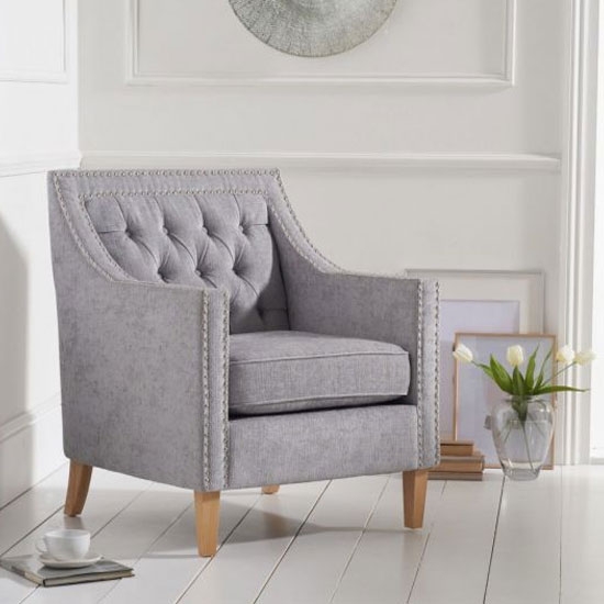 Casa Bella Plush Fabric Upholstered Bedroom Chair In Grey