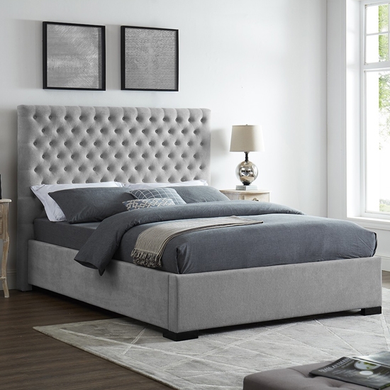 Cavendish Fabric Upholstered Double Bed In Grey