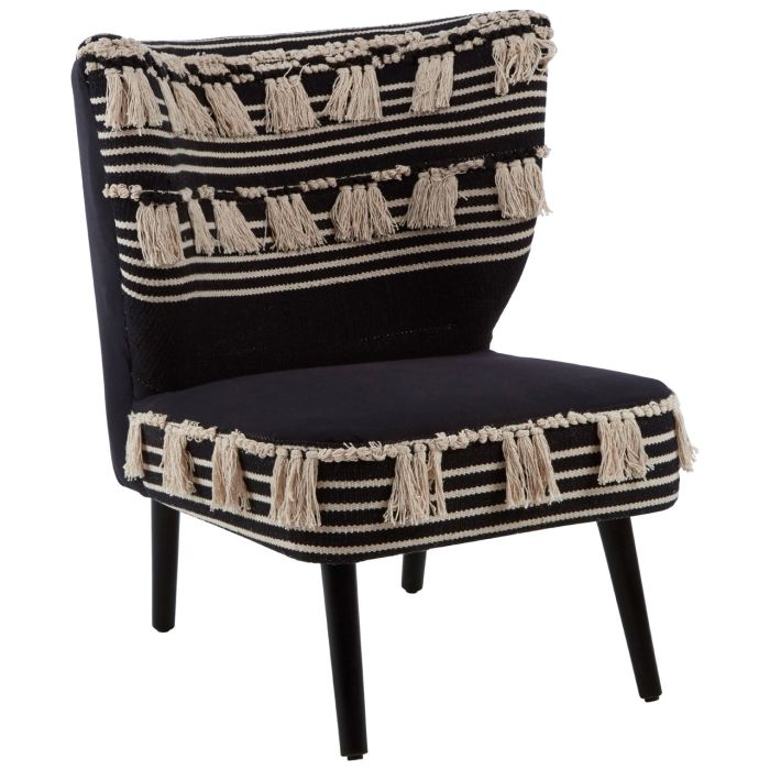 Clutton Moroccan Cotton Fabric Bedroom Chair In Black