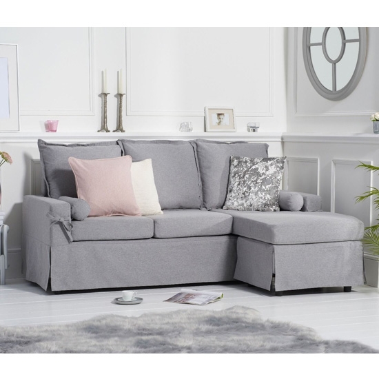 Celia Linen 3 Seater Reversible Chaise Corner Sofa In Grey