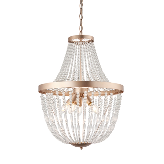 Celine 5 Lights Clear Glass Ceiling Pendant Light In Rose Gold