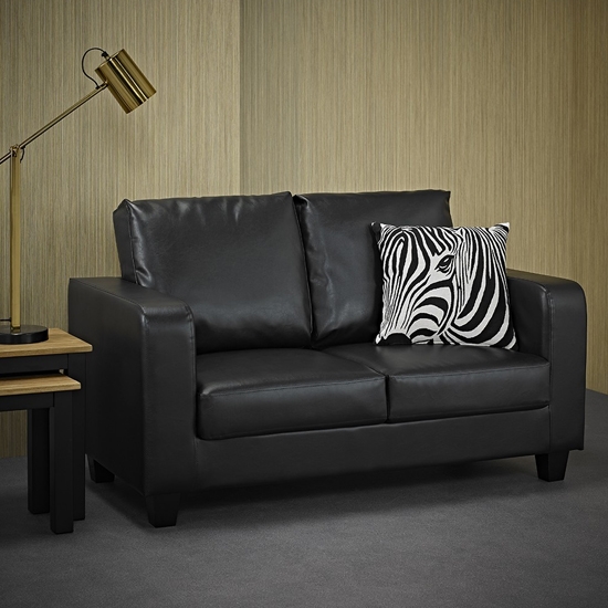 Centuri Faux Leather 2 Seater Sofa In Black