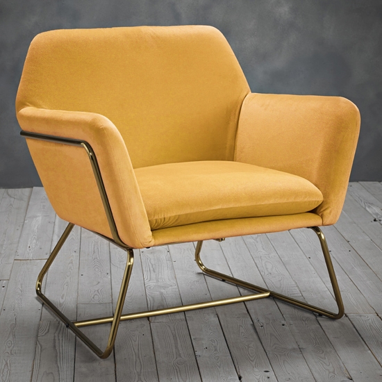 Charles Velvet Armchair In Mustard