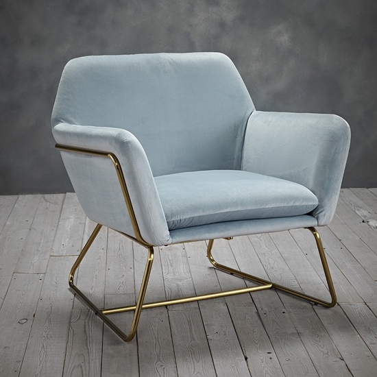 Charles Velvet Armchair In Sky Blue