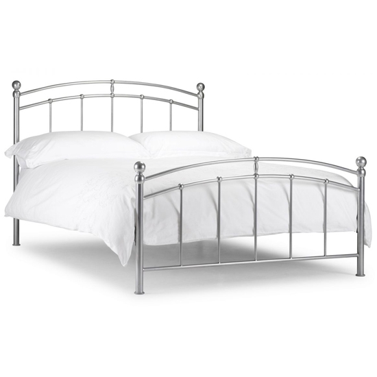 Chatsworth Metal Double Bed In Bright Aluminium Effect
