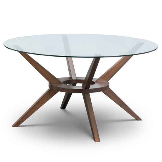 Chelsea Large Glass Top Dining Table With Walnut Wooden Legs