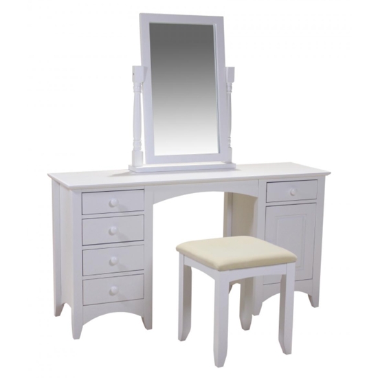 Chelsea Wooden Dressing Table With Mirror And Stool In White