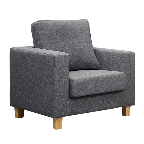 Chesterfield Linen Fabric 1 Seater Sofa In Dark Grey