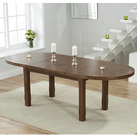 Cheyenne Extending Oval Wooden Dining Table In Dark Oak