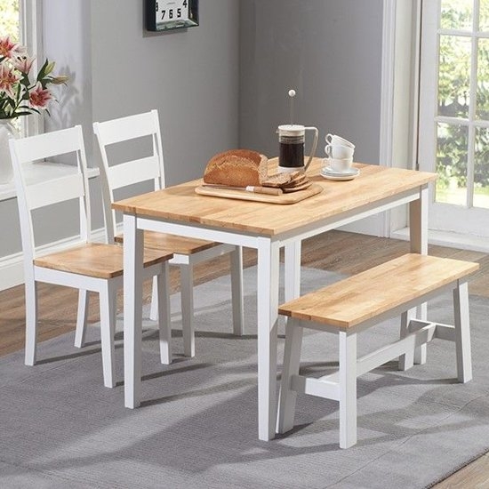 Chichester 115cm Dining Set With 2 Chairs And Bench In Oak And White